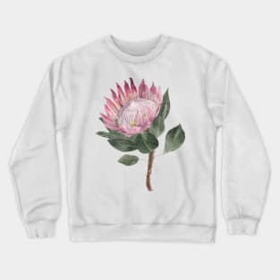 Pink Protea Flower Watercolour Painting Crewneck Sweatshirt